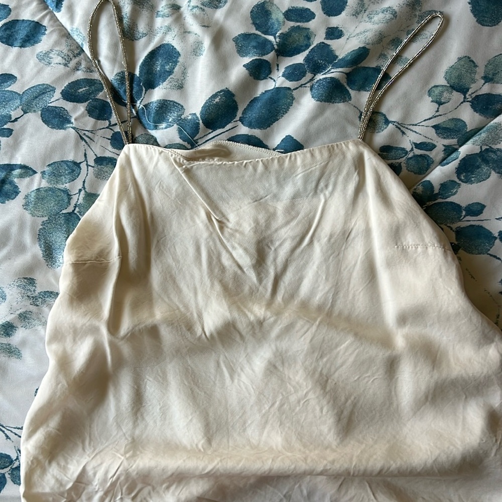 Cream Top with Rhinestone Straps